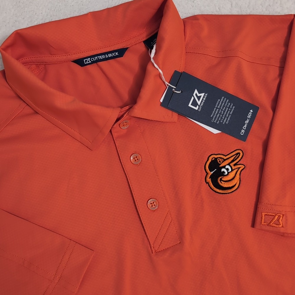 NEW! Cutter & Buck Traverse Stretch Polo Baltimore Orioles Men's L UPF50 SPANDEX